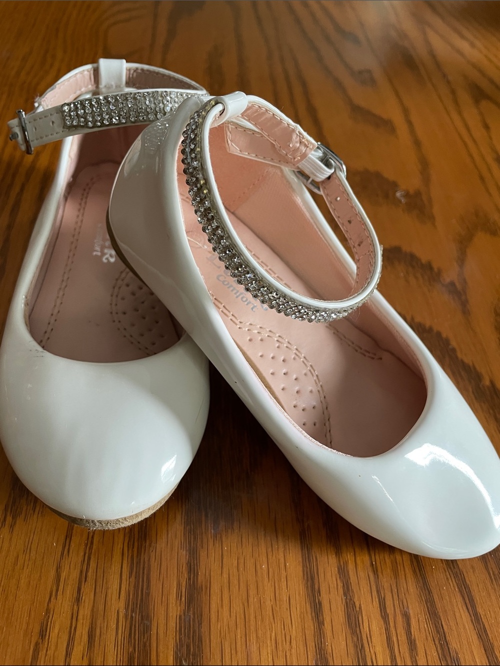 Link White Mary Jane Shoes buckle Rhinestone Strap size 10